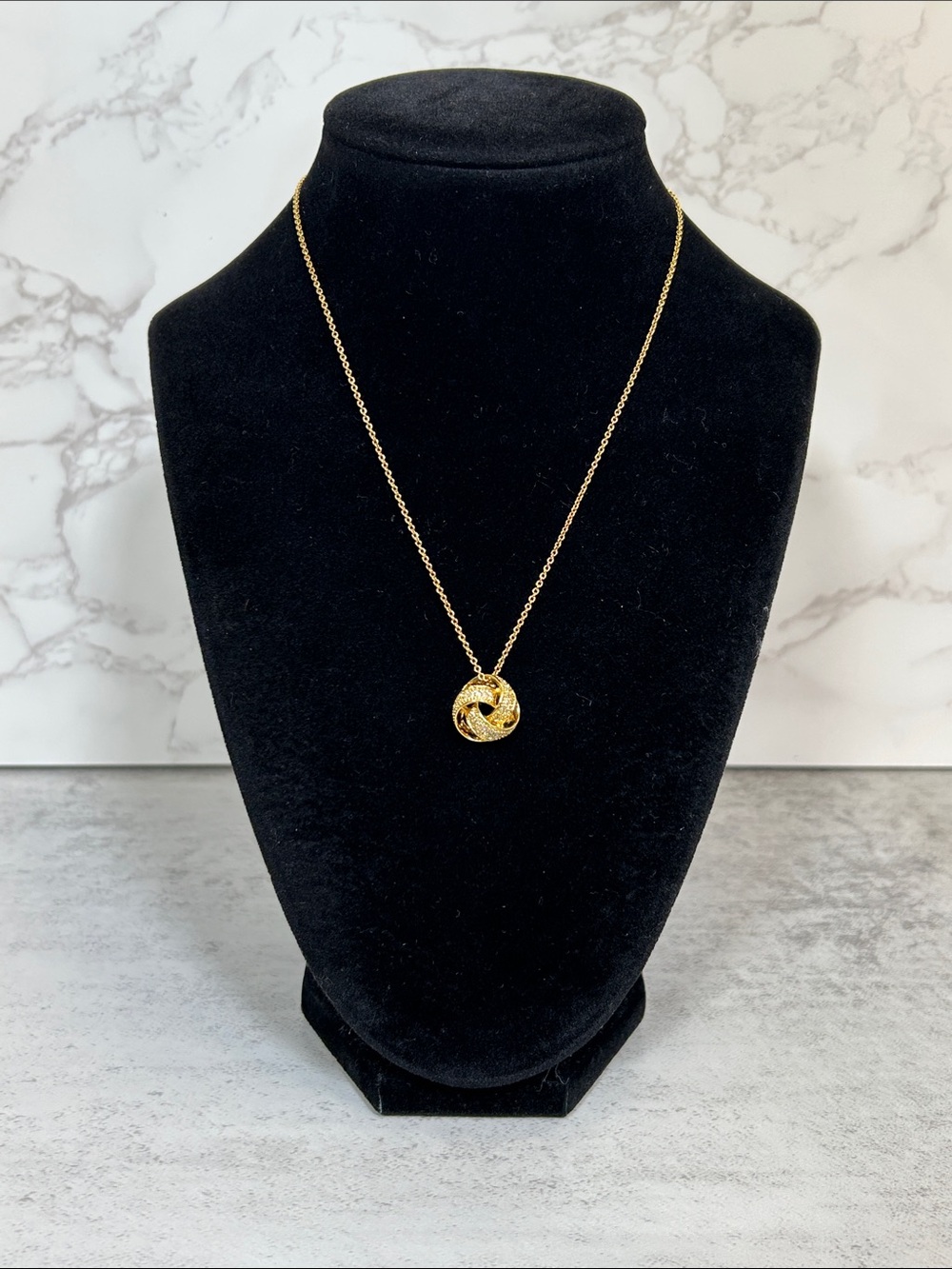 Touchstone Crystal by Swarovski Gold Knot Pendant with Swarovski Crystals - Picture 8 of 10